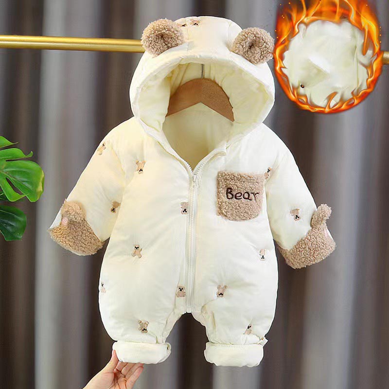 Baby Clothing Zip - Inverno bebê recém-nascido macacão engrossar algodão